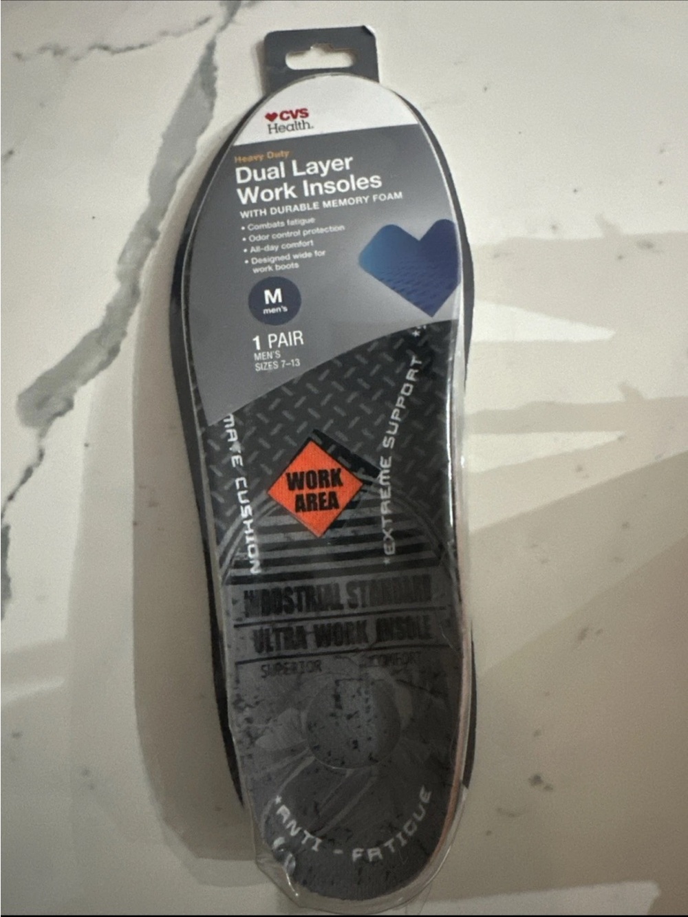 CVS Health Dual Layer Work Insoles - Black/Gray